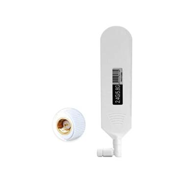 Imagem de POBADY Dual Band WiFi 2.4GHz 5.8GHz Antena 12dBi Alto Ganho Omnidirecional Cola em Bastão Conector SMA Macho Antena para Roteador WiFi Placa de Rede Sem Fio (Branco, 1 PCS)