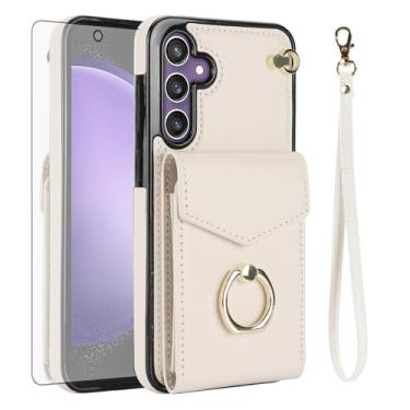 Imagem de Asuwish Capa de telefone para Samsung Galaxy S23 FE 5G capa carteira com protetor de tela de vidro temperado e anel de bloqueio RFID suporte suporte para cartão de crédito acessórios celulares S 23 EF