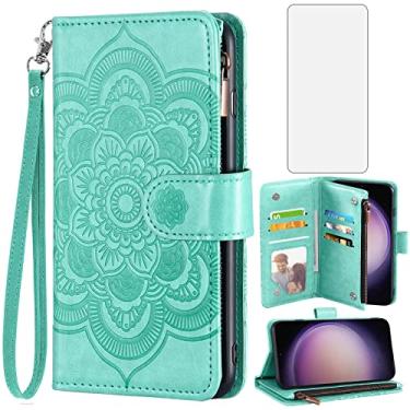 Imagem de Asuwish Capa de telefone para Samsung Galaxy S23 5G capa carteira com protetor de tela de vidro temperado e flor de couro flip suporte para cartão de crédito celular S 23 23S GS23 G5 SM-S911U 6,1