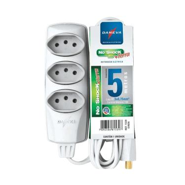 Imagem de Extensão 2P+T No Shock 90 Cabo PP Plano 5 Metros 3x0,75mm² 10A 250V Cod. DN1539 - Daneva