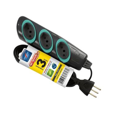 Imagem de Extensão 2P+T No Shock 45 Cabo Paralelo 3 Metros 3x0,75mm² 10A 250V Grafite Cod. DN1713 - Daneva