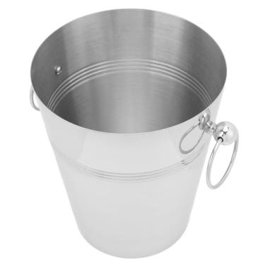Imagem de Balde de gelo de metal, balde de gelo de aço inoxidável com alça, champanhe, vinho, cerveja e coquetel, balde de bebidas de metal de grande capacidade para beber, bar, festa, (Silver L Size)