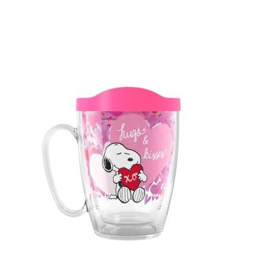 Imagem de Tervis Peanuts - Snoopy Valentine's Hugs Made in USA Copo de viagem isolado de parede dupla mantém bebidas frias e quentes, caneca de 473 ml, clássica