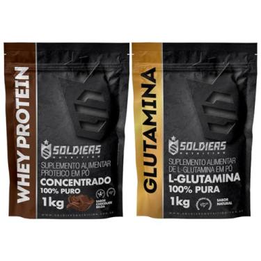 Imagem de Kit: Whey Protein Concentrado 1Kg + Glutamina 1Kg - 100% Importado - Soldiers Nutrition Sabor:Chocolate Belga