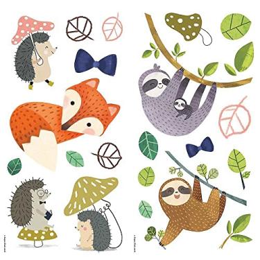 Imagem de RoomMates RMK4005SCS Adesivos de parede para destacar e colar da floresta, verde, marrom, laranja