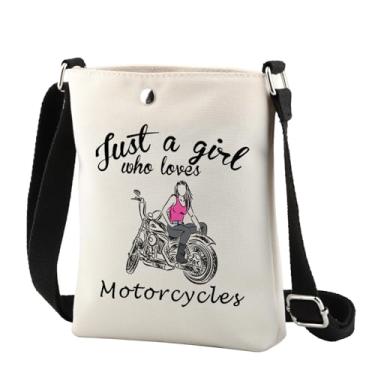 Imagem de CMNIM Presentes de motocicleta para ela, bolsa tiracolo Just a Girl Who Loves Motorcycles Lover Gift Woman Rider Shoulder Bag, 24108 Motorcycle Girl C