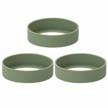 Imagem de ONLYKXY 3 peças 7 cm capa protetora de silicone capa de copo resistente ao calor suporte de garrafa porta-copos de borracha protetor de copo base antiderrapante acessórios para copo térmico (verde
