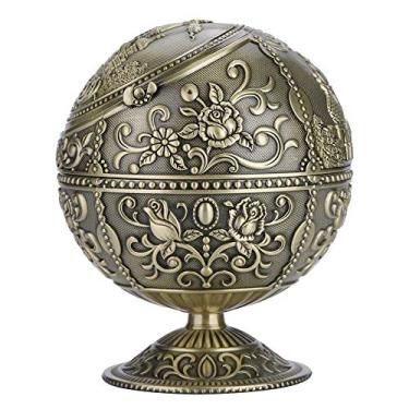 Imagem de Cinzeiro Artesanal de Arte Vintage, Cinzeiro de Bola Redonda de Metal, Bronze Vermelho, Prata, Latão Antigo para Casa, Hotel, Clube (castelo de bronze)