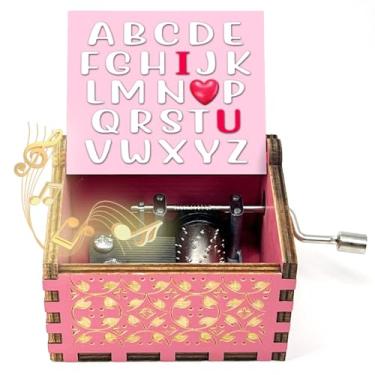 Imagem de ukebobo Caixa de presente de música I Love You, You are My Sunshine, presente romântico, aniversário, dia dos namorados, casamento, para amante, namorado, namorada, marido e esposa (rosa) - 551