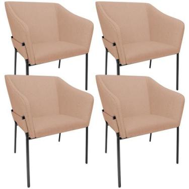 Imagem de Kit 4 Cadeiras Para Sala de Jantar Estar Living Olívia L02 Linho Rosê 