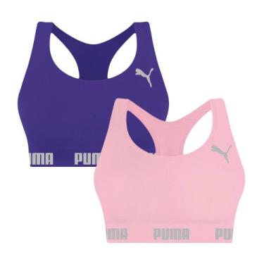Imagem de Kit 2 Tops Puma Nadador Sem Costura Feminino, Roxo, Rosa, P