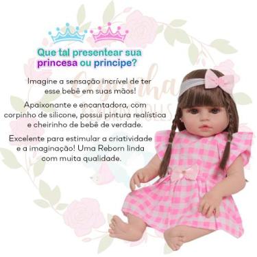 Imagem de Bebê Reborn Menina Princesa Enxoval Completo Vestido Xadrez - Cegonha 