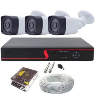 Imagem de Kit Cftv 3 Câmeras Analógica Ir Dvr 04 Ch 720p S/Hd - Protec