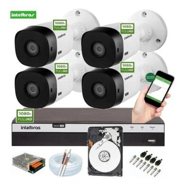 Imagem de Kit Intelbras 4 Cam 1220b Fullhd Dvr Mhdx 3004 Full Hd C/ Hd