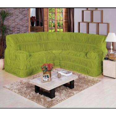 Imagem de Capa para sofa de canto elasticada em malha - MAYRA ENXOVAIS, verde pi