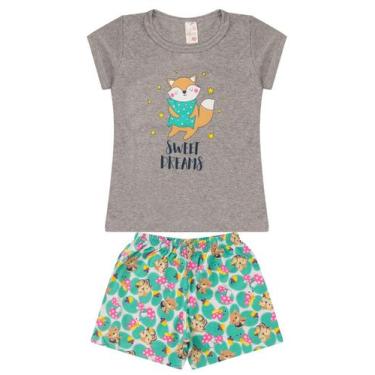 Imagem de Pijama Infantil Menina Verão em Meia Malha Estampado - Analê, Cinza, 8