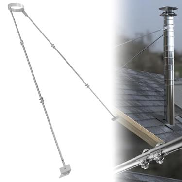 Imagem de Suporte de fixação de tubo de chaminé retrátil estendido de 25,4 cm, L/248,9 cm, compatível com tubo de chaminé de 25,4 cm de diâmetro, garante estabilidade da chaminé e evita oscilação ou colapso,