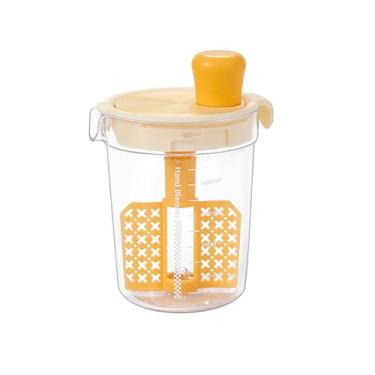 Imagem de halteoly Garrafa coqueteleira de molho de salada, copo misturador de molho de salada, copo de mistura de ovo líquido, ferramenta de mistura manual para cozinha, garrafa de molho de vinagrete (amarelo)