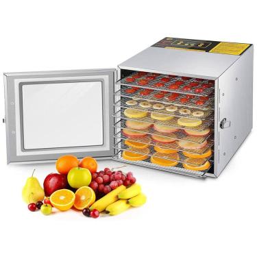 Imagem de Desidratador de Alimentos FAHKNS, 8 Bandejas de Aço Inoxidável, Controle de Temperatura 90°C, Temporizador 24H, 700W