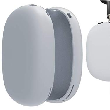 Imagem de Geekria Capa de silicone compatível com fones de ouvido Apple AirPods Max, capa de proteção contra arranhões/capa de fone de ouvido/protetor de fone de ouvido (prata)