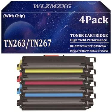 Imagem de WLZMZXG Cartucho de toner TN263 TN267 para impressora Brother compatível com Brother TN-263 TN-267 para usar com impressora HLL3270CDW DCPL3551CDW MFCL3750CDW MFCL3770CDW - Pacote com 4