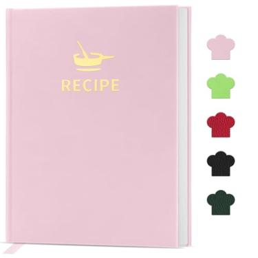 Imagem de Livro de receitas em branco para escrever em suas próprias receitas, caderno de receitas de capa dura elegante, diário de receitas de 17,78 cm x 24,4 cm para amantes da culinária, livro de receitas