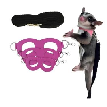 Imagem de Conjunto de coleira Sugar Gliders, pacote com 3 coleiras para planadores de açúcar, furão, hamster, rato, esquilo, animais pequenos (roxo)