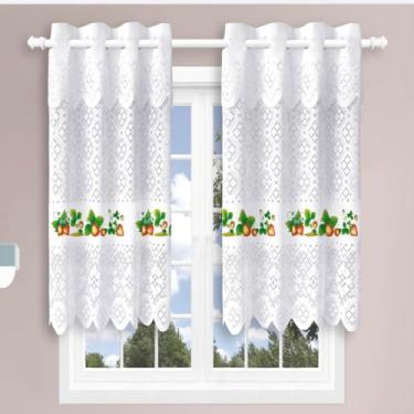 Imagem de Beija Flor, Cortina Pia c/Bando Vitro Real Renda Cozinha 1,60x0,80x0,20 Cor:Morango