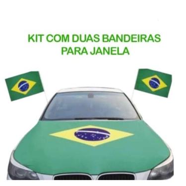 Imagem de Kit 3 Bandeira do Brasil Para Capô de Carro Bandeira vidro e Retroviso