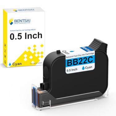 Imagem de BENTSAI Cartucho de tinta solvente original BB22C de 0,5 polegadas de altura de impressão de tinta de secagem rápida para impressora portátil a jato de tinta BT-HH6205B 6205BL (ciano)