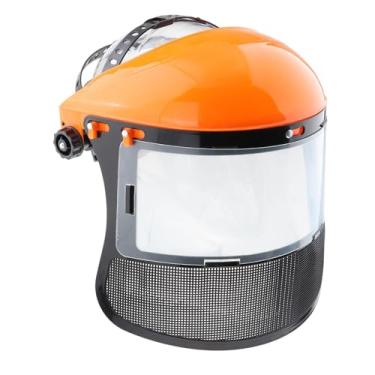 Imagem de Esquirla Trimmer Face Shield Equipamento de trabalho genérico Proteção Face Guarda Máscara de cortador de grama para a agricultura de mineração de mineração de, Laranja