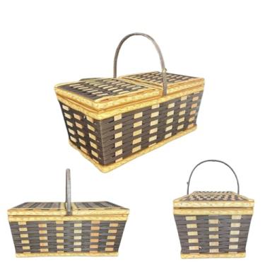 Imagem de Cesta de Piquenique Fibra Sintetica Premium Cesta de Café da Manhã Multiuso Familia