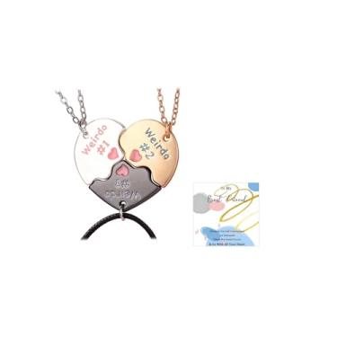 Imagem de Colar BFF para 3 melhores amigos, colar com pingente de coração partido, colar combinando amizade de 3 vias, colar de amizade, joias, Small, não, Sem Pedra Preciosa