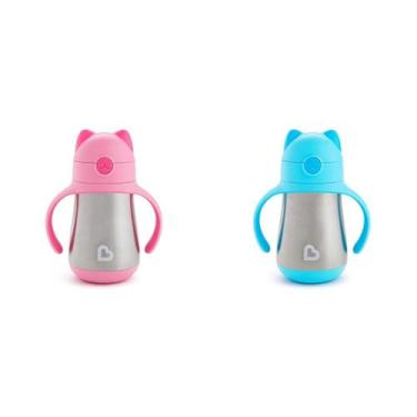 Imagem de Copos Sippy Cups Munchkin Cool Cat Toddler 240 ml em aço inoxidável