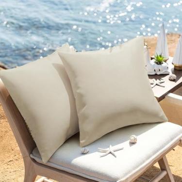 Imagem de WOKANI Capas de almofada à prova d'água para ambientes externos, conjunto de 2 capas de almofada decorativas para móveis de pátio, decoração externa, sofá para banco de jardim, varanda, pátio, barraca