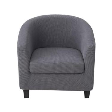 Imagem de CRFATOP Capa de cadeira de clube com capa de almofada jacquard 2 peças capas de cadeira de banheira capas de poltrona macias laváveis redondas capas de sofá para balcão de bar sala de estar, cinza