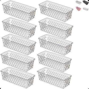 Imagem de Kit com 10 Cesto Organizador Multiuso Comprido - UNINJET, TRANSPARENTE