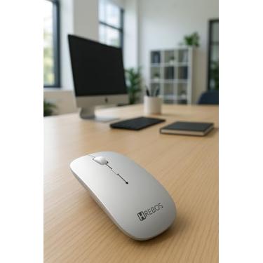 Imagem de Mouse Bluetooth Sem Fio HRebos, 4 Botões, DPI Ajustável (800/1000/1200), Compatível com Windows, iOS e Android, Design Ergonômico, Cor Prata – Leve e Econômico