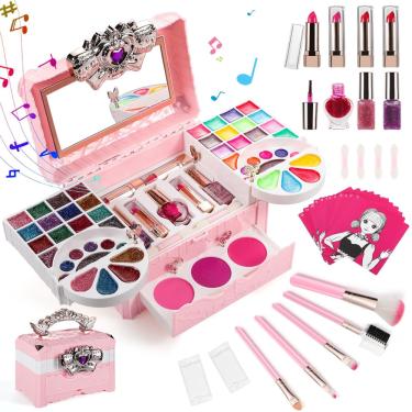 Imagem de Kit de maquiagem Choomon para crianças, lavável com estojo de cosméticos musicais