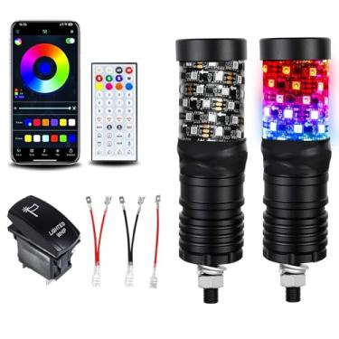 Imagem de VI9000 Pacote com 2 luzes de chicote de 0,5 m, chicotes de LED com aplicativo e controle remoto, chicotes iluminados em espiral RGB com interruptor basculante, luzes de chicote para SXS UTV ATV