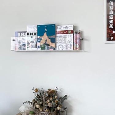 Imagem de ZDJZMGZ Porta-revistas comerciais transparentes, suporte de exibição de livros de catálogo montado na parede, suporte de folheto de acrílico para decoração de casa (100 cm)