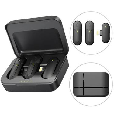 Imagem de Microfone Lapela Sem Fio Profissional Duplo iPhone XR 11 12 13 14 - Wi