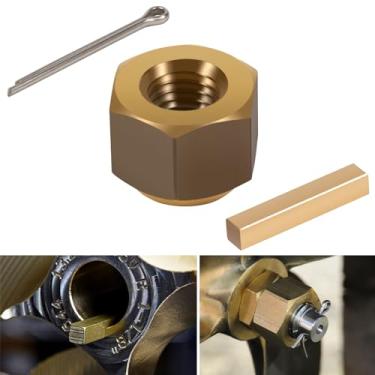 Imagem de Kit de porca de hélice 5008 de latão para barcos de hélice interna de 2,5 cm e 3,5 cm, eixo interno de hélice, ski, surf e wakeboard, substitui # 5008