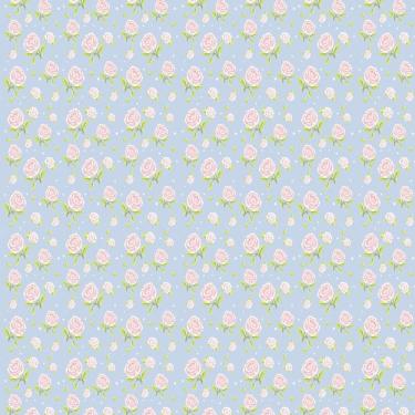 Imagem de Papel Parede Floral Azul Com Rosas Vermelhas Autocolante