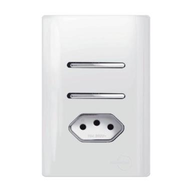 Imagem de Interruptor Simples + Paralelo + Tomada Universal 2P+T 10A Cromado com