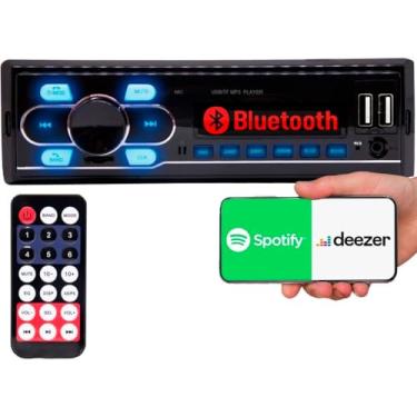 Imagem de Radio Carro Mp3 Automotivo Receiver Com Bluetooth Usb Fm Aux Som Carro Similar Pioneer Aparelho Controle Remoto Player