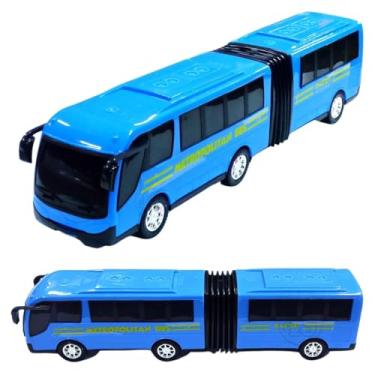 Imagem de Ônibus Metropolitano Articulado Brinquedo Plástico Grande Box Caixa (azul)