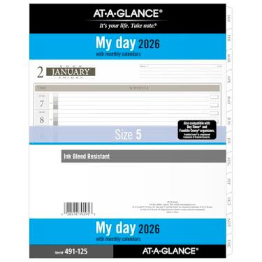 Imagem de AT-A-GLANCE Agenda 2026, diariamente, 21,6 cm x 28 cm, fólio tamanho 5, refil de uma página por dia, folhas soltas (491-125-26)