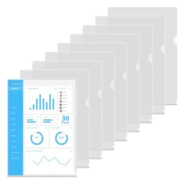 Imagem de HOUYEE Pacote com 30 pastas de documentos transparentes resistentes, capa de papel de plástico adequada para papel tamanho carta, para uso doméstico, escritório e escola