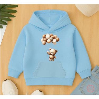 Imagem de Moletom Canguru Infantil Estampa Urso Balões Pelúcia Desenho Blusa De 